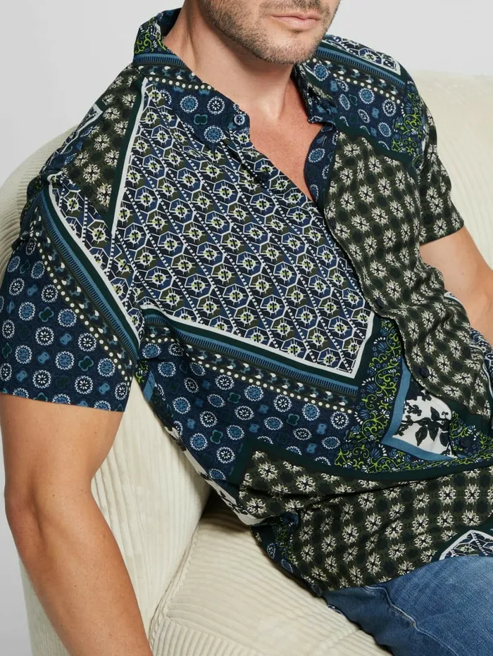 Shirts Men GUESS Eco Rayon Scarf Shirt Geo Tile Scarf Shirts Men GUESS Eco Rayon Scarf Shirt Geo Tile Scarf