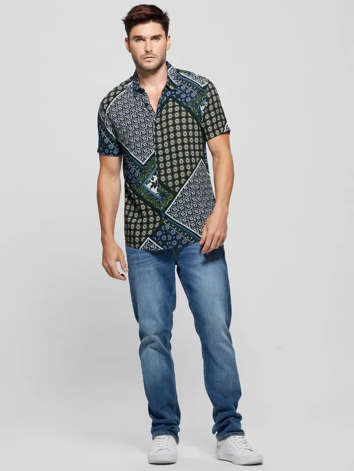 Shirts Men GUESS Eco Rayon Scarf Shirt Geo Tile Scarf Shirts Men GUESS Eco Rayon Scarf Shirt Geo Tile Scarf