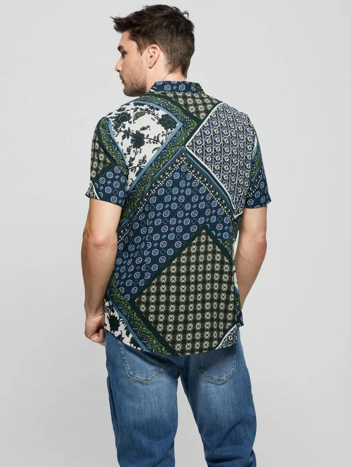 Shirts Men GUESS Eco Rayon Scarf Shirt Geo Tile Scarf Shirts Men GUESS Eco Rayon Scarf Shirt Geo Tile Scarf