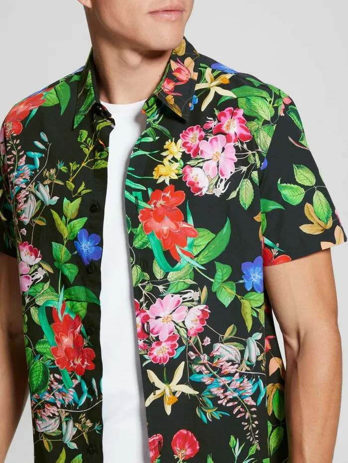 Shirts Men Laguna Floral Shirt Graphic Floral Jet Black GUESS