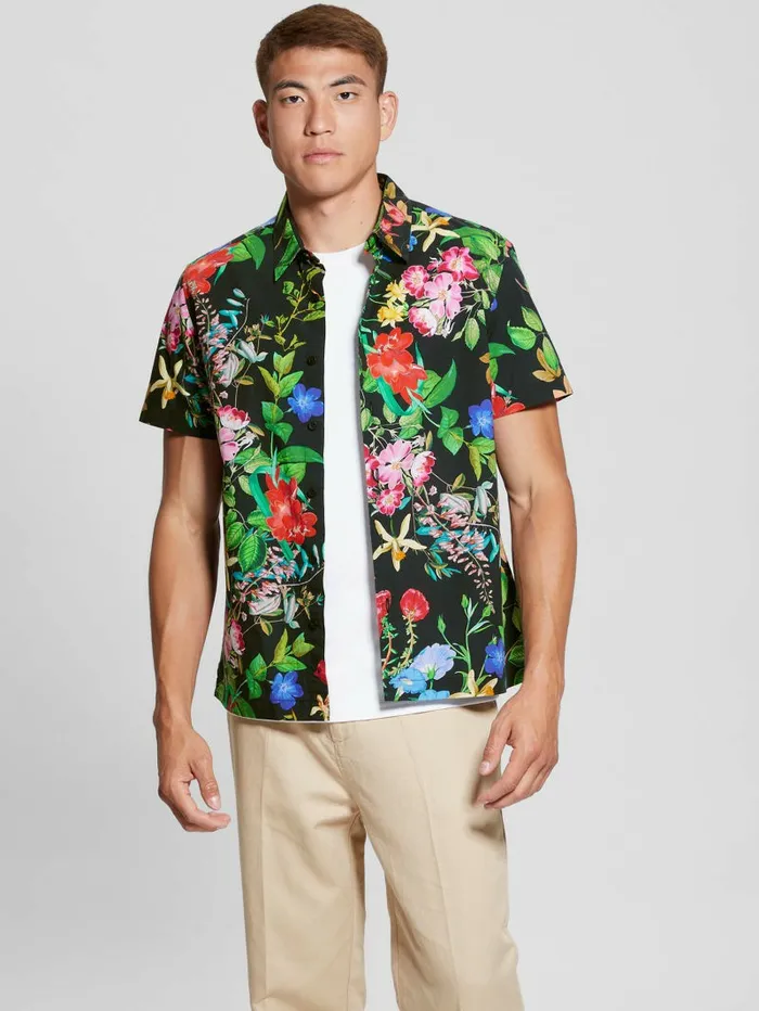 Shirts Men Laguna Floral Shirt Graphic Floral Jet Black GUESS Shirts Men Laguna Floral Shirt Graphic Floral Jet Black GUESS