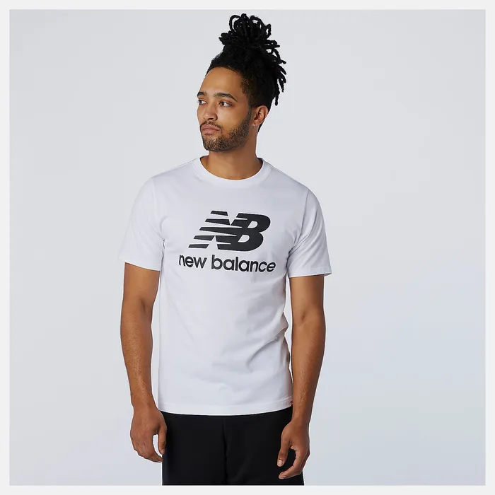 Shirts Men NB Essentials Stacked Logo Tee WHITE New Balance