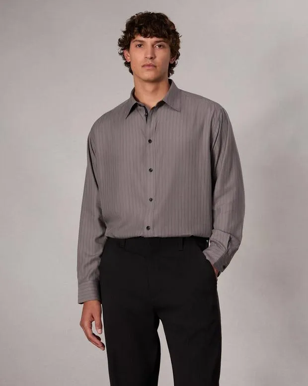Shirts Men rag and bone Matthew Striped Shirt Grey StripeWhite Stripe