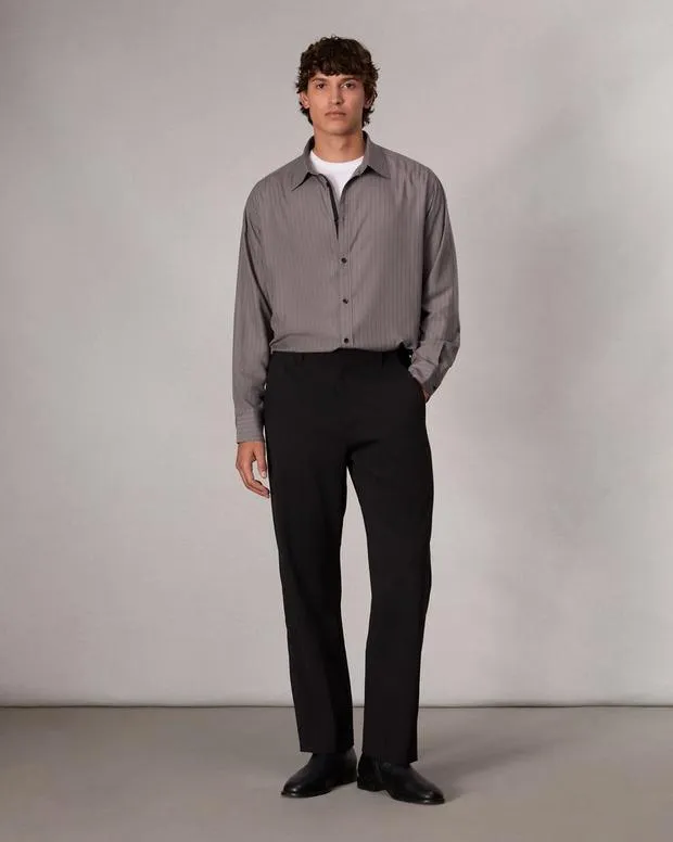 Shirts Men rag and bone Matthew Striped Shirt Grey StripeWhite Stripe