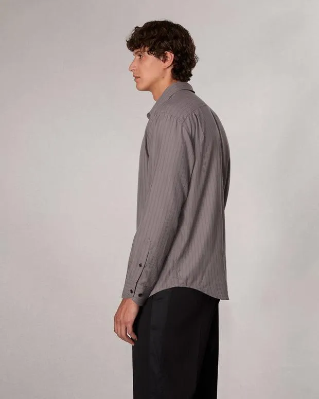 Shirts Men rag and bone Matthew Striped Shirt Grey StripeWhite Stripe