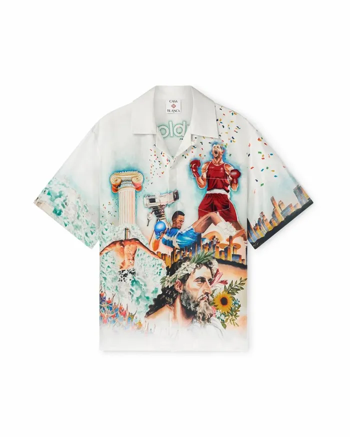 Shirts MenWomen Casablanca Paris Celebration Du Sport Silk Shirt