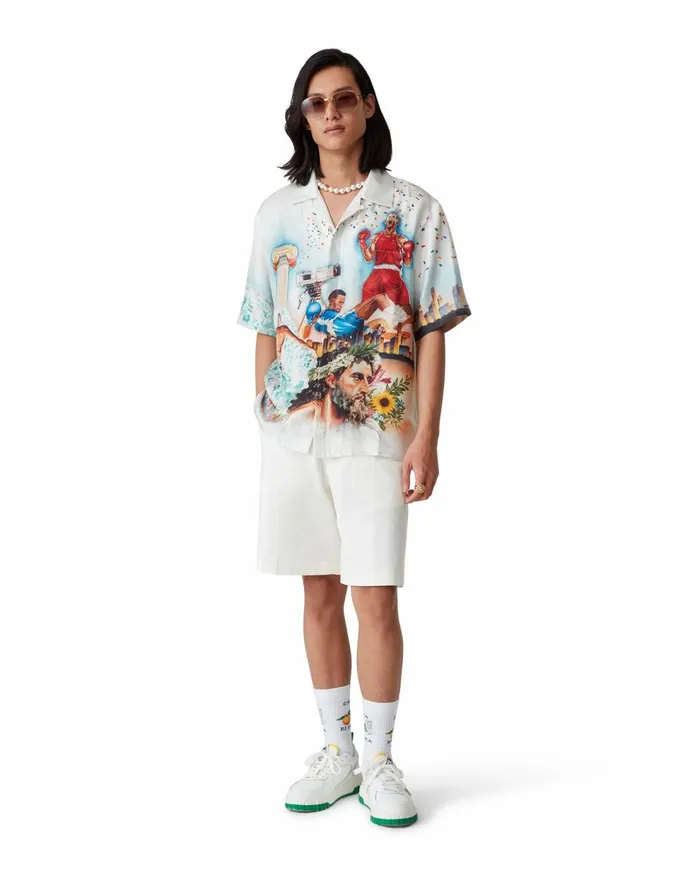 Shirts MenWomen Casablanca Paris Celebration Du Sport Silk Shirt
