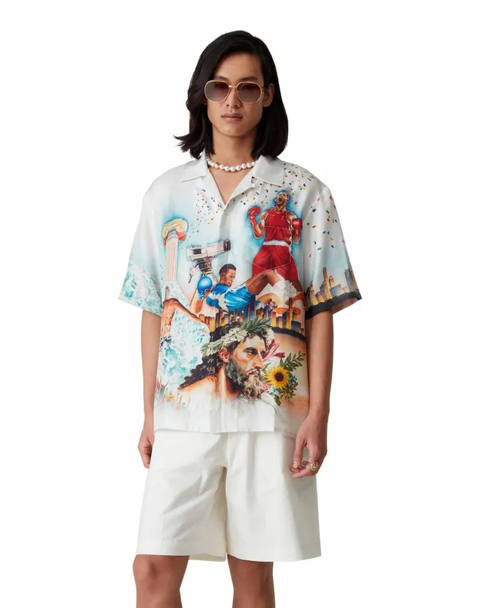 Shirts MenWomen Casablanca Paris Celebration Du Sport Silk Shirt