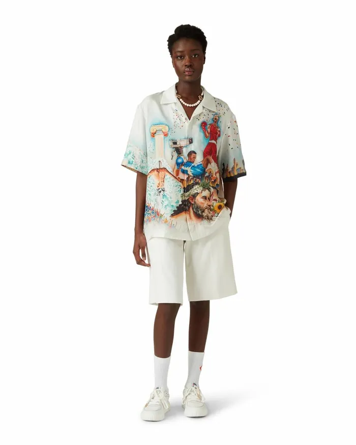Shirts MenWomen Casablanca Paris Celebration Du Sport Silk Shirt