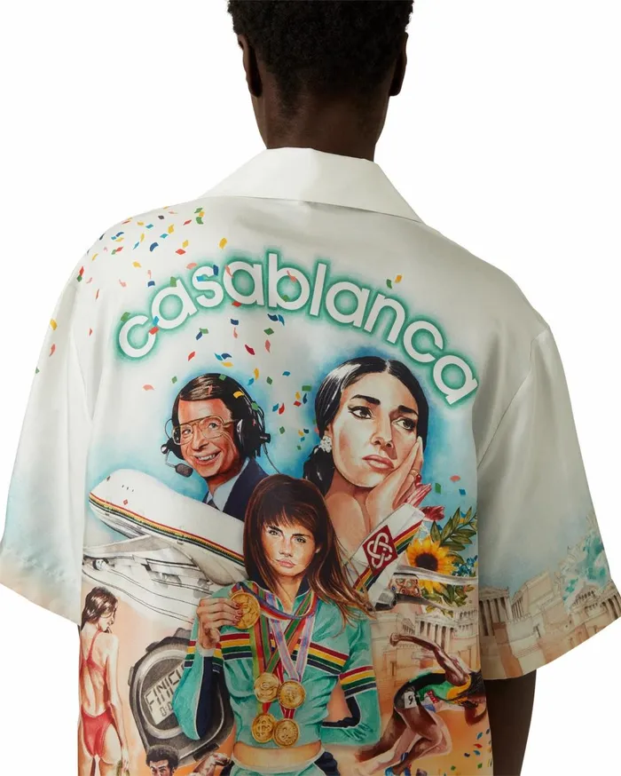 Shirts MenWomen Casablanca Paris Celebration Du Sport Silk Shirt