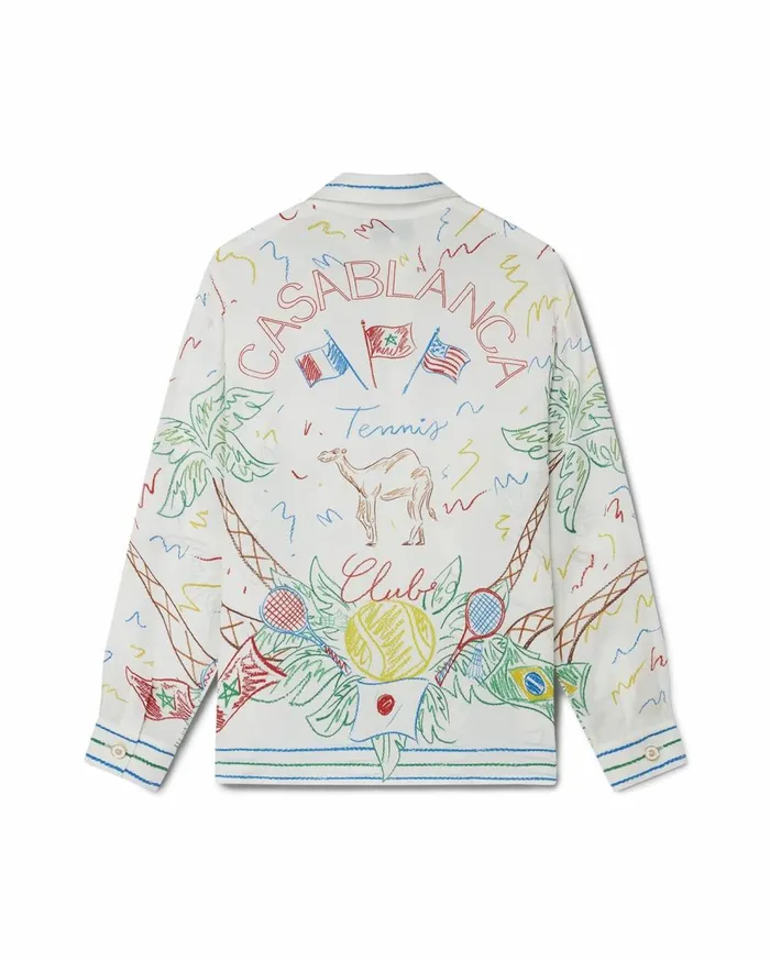 Shirts MenWomen Casablanca Paris Crayon Tennis Club Silk Shirt