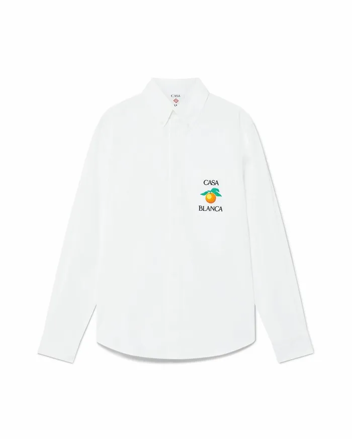 Shirts MenWomen Casablanca Paris Embroidered Orange Oxford Shirt