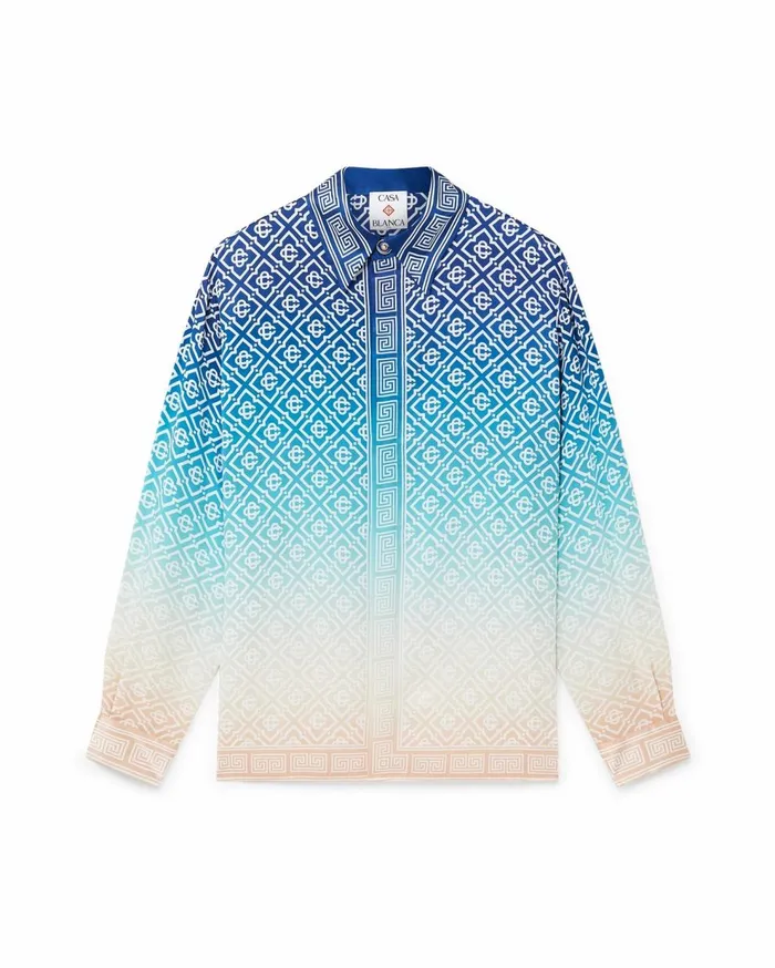 Shirts MenWomen Casablanca Paris Jacquard Gradient Silk Shirt
