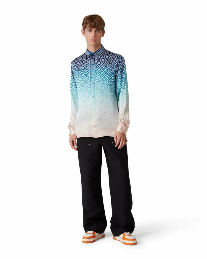 Shirts MenWomen Casablanca Paris Jacquard Gradient Silk Shirt