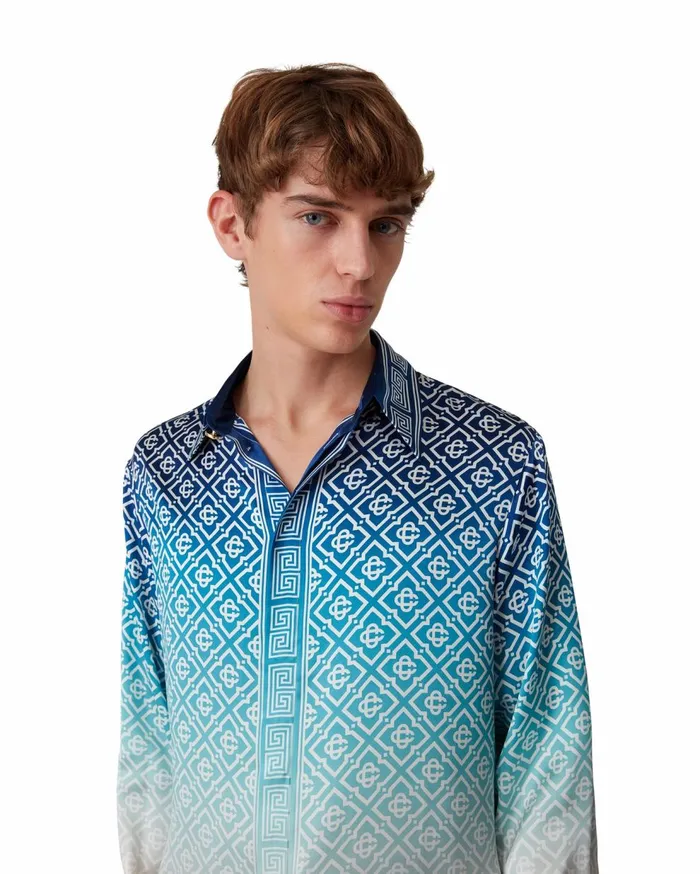 Shirts MenWomen Casablanca Paris Jacquard Gradient Silk Shirt