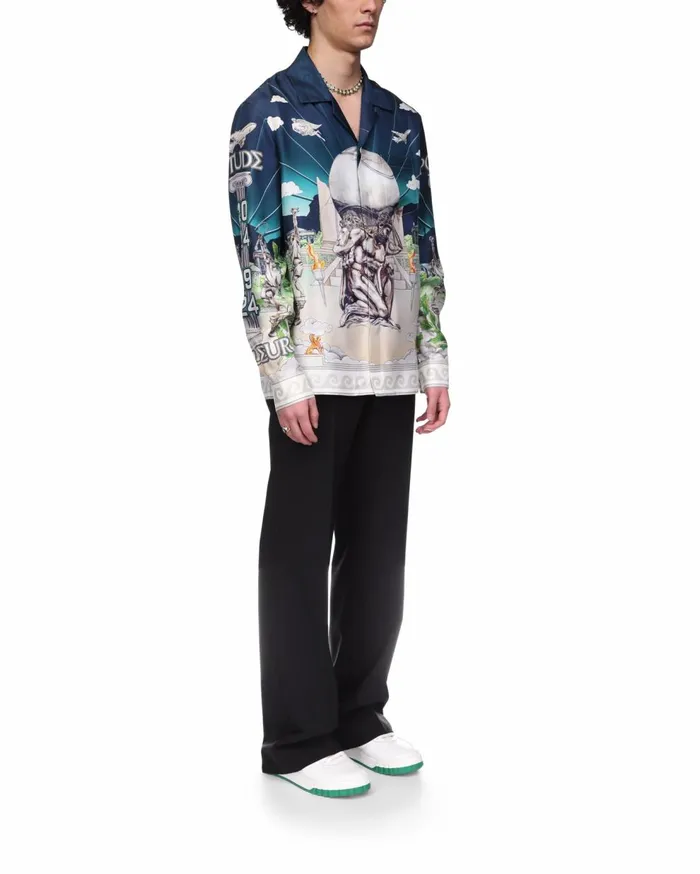 Shirts MenWomen Casablanca Paris Le Temple Du Sport Silk Shirt