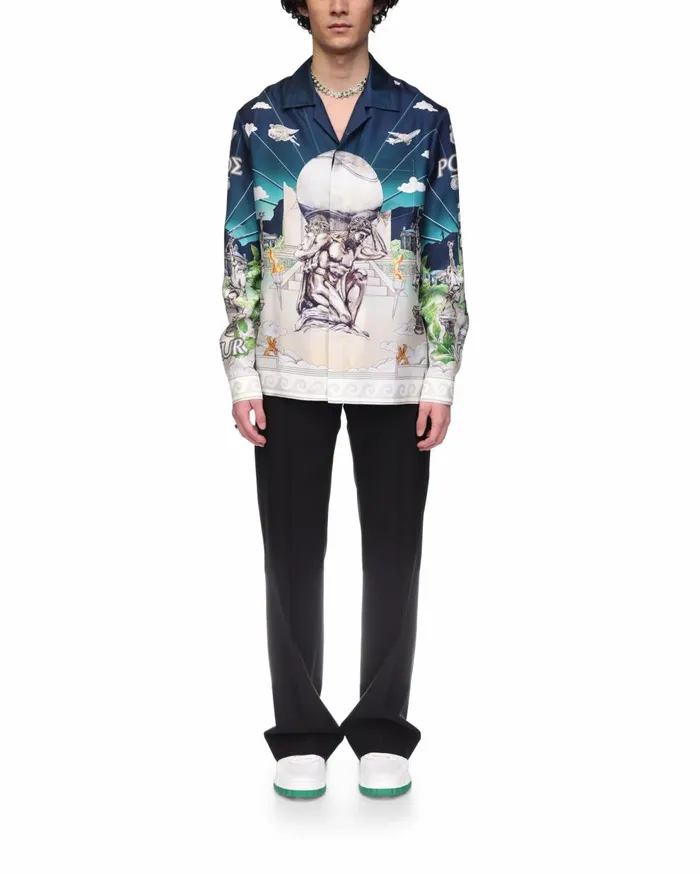 Shirts MenWomen Casablanca Paris Le Temple Du Sport Silk Shirt