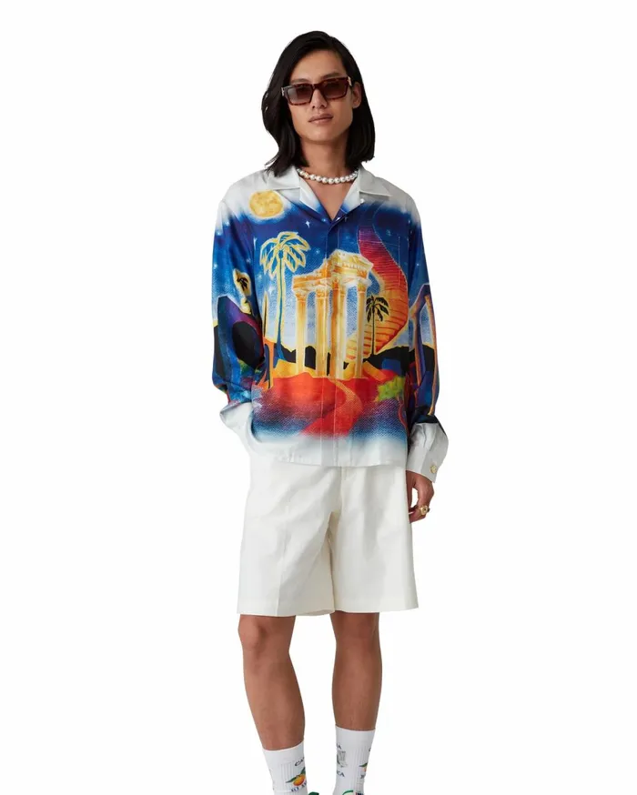 Shirts MenWomen Casablanca Paris Midnight Acropolis Silk Shirt