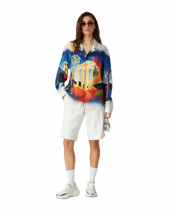 Shirts MenWomen Casablanca Paris Midnight Acropolis Silk Shirt