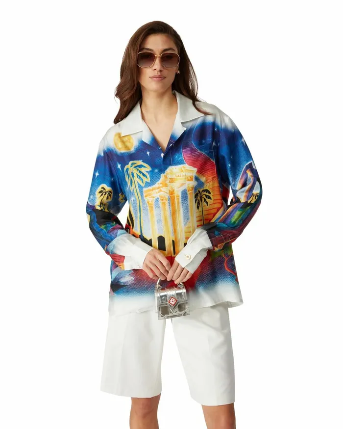 Shirts MenWomen Casablanca Paris Midnight Acropolis Silk Shirt