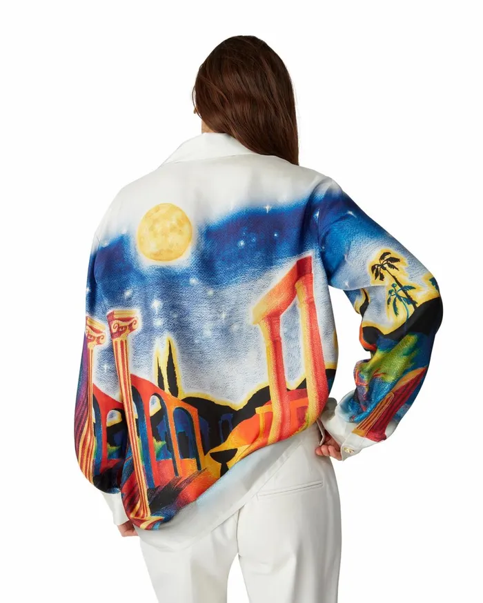 Shirts MenWomen Casablanca Paris Midnight Acropolis Silk Shirt