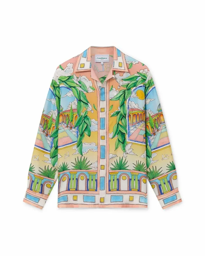 Shirts MenWomen Casablanca Paris Paysage Ideal Silk Shirt