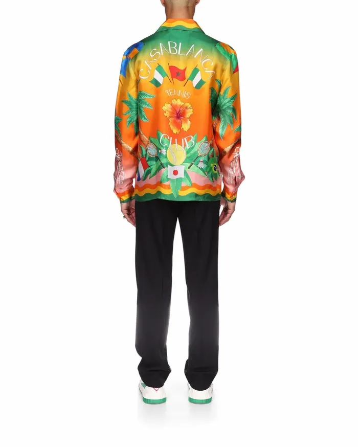 Shirts MenWomen Casablanca Paris Tennis Club En Fleur Silk Shirt