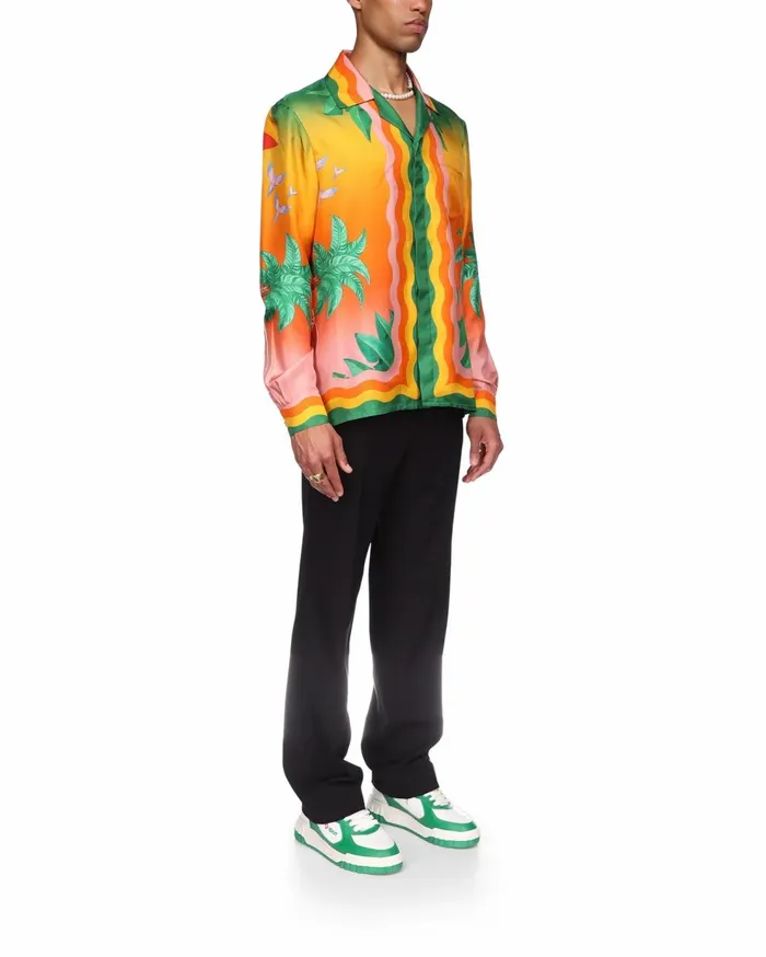 Shirts MenWomen Casablanca Paris Tennis Club En Fleur Silk Shirt