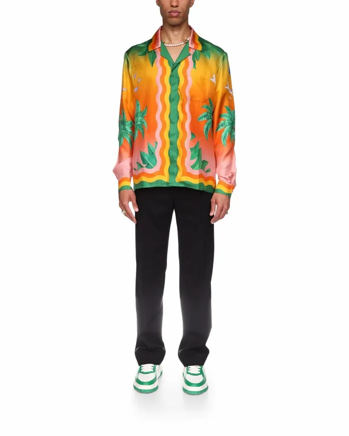 Shirts MenWomen Casablanca Paris Tennis Club En Fleur Silk Shirt