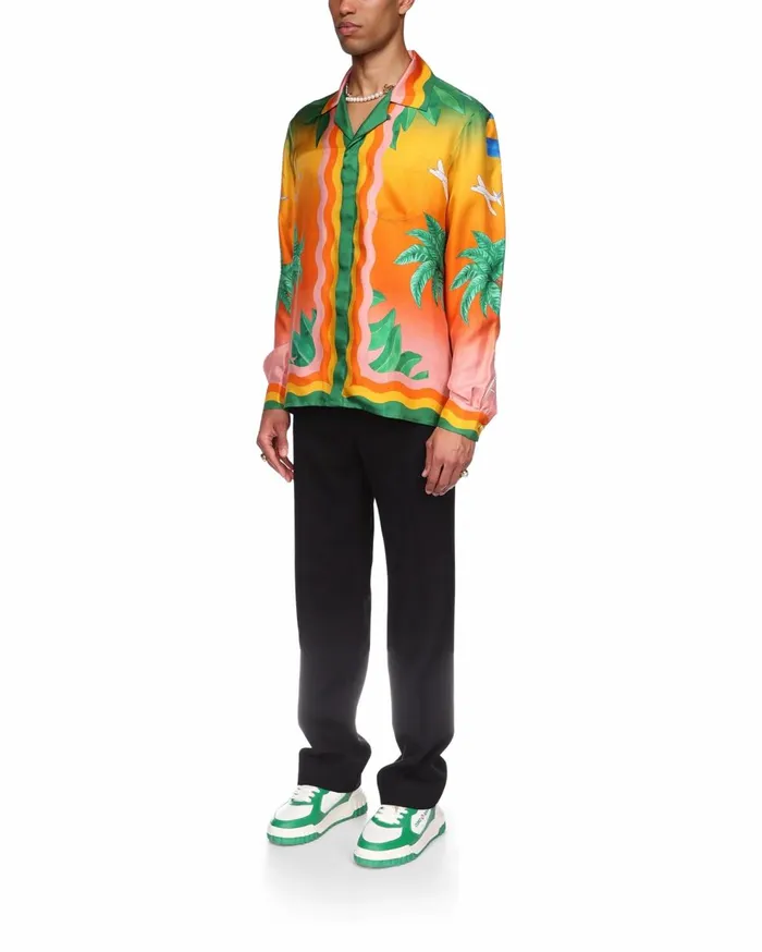Shirts MenWomen Casablanca Paris Tennis Club En Fleur Silk Shirt