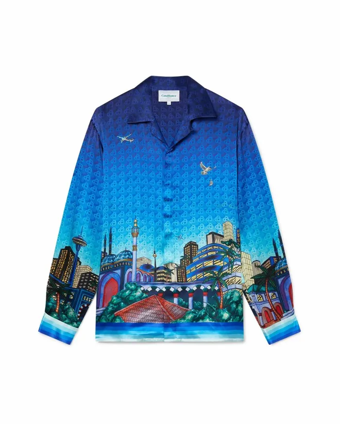 Shirts MenWomen Casablanca Paris The Night View Silk Shirt