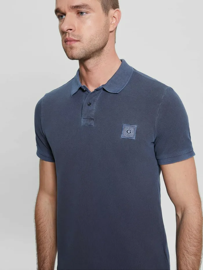 Shirts Washed Polo Bleu lgant 8211 GUESS Men