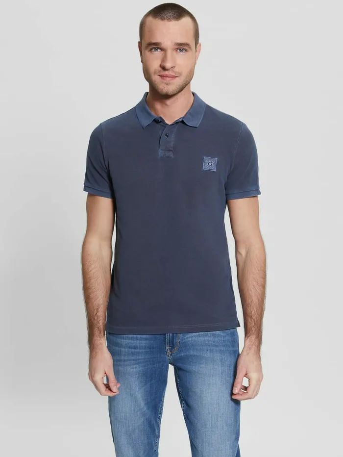 Shirts Washed Polo Bleu lgant 8211 GUESS Men