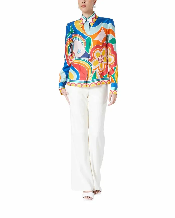 Shirts Women Casablanca Paris Le Pouvoir Des Fleurs Silk Shirt