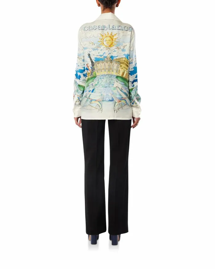 Shirts Women Casablanca Paris Le Vol Ideal Cuban Collar Silk Shirt Shirts Women Casablanca Paris Le Vol Ideal Cuban Collar Silk Shirt