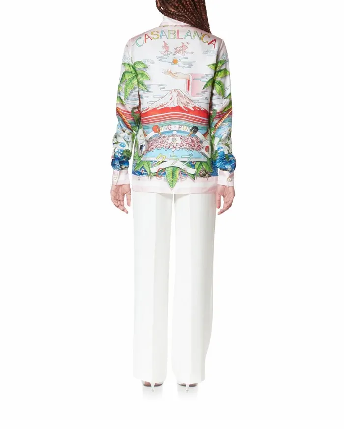 Shirts Women Casablanca Paris Ping Pong Club Sunset Silk Shirt