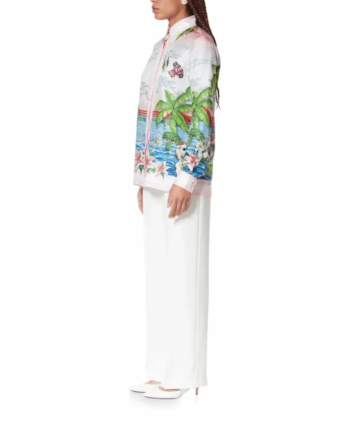Shirts Women Casablanca Paris Ping Pong Club Sunset Silk Shirt