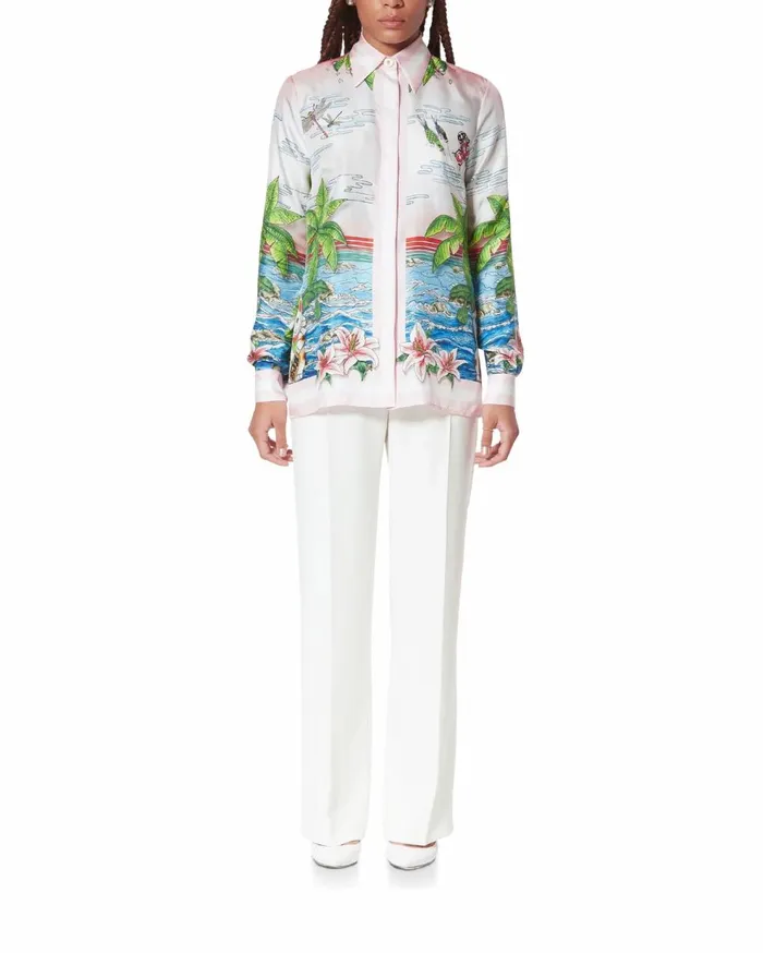 Shirts Women Casablanca Paris Ping Pong Club Sunset Silk Shirt
