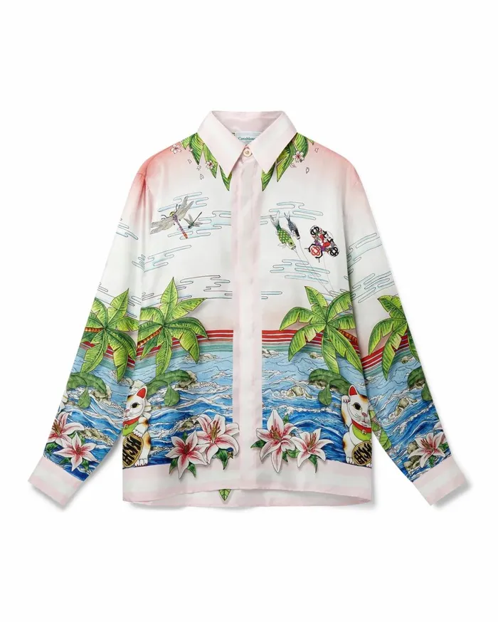 Shirts Women Casablanca Paris Ping Pong Club Sunset Silk Shirt
