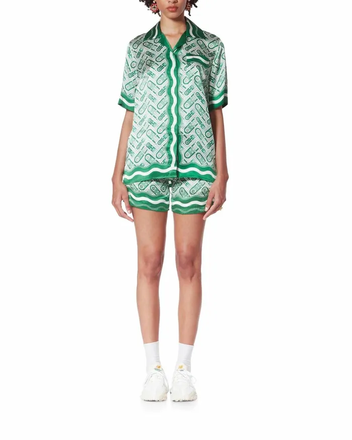 Shirts Women Casablanca Paris Ping Pong Monogram Silk Shirt