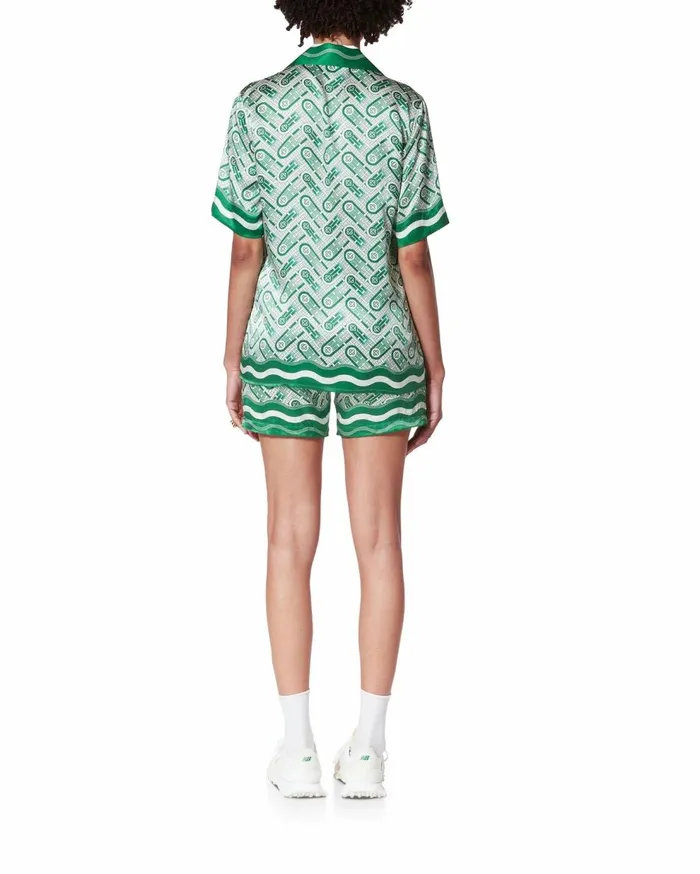 Shirts Women Casablanca Paris Ping Pong Monogram Silk Shirt