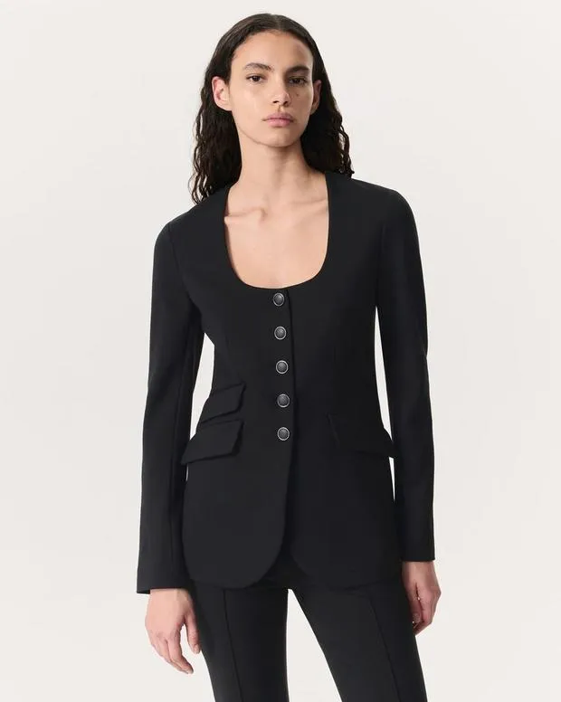 Skinny rag and bone Women Roslyn Ponte ScoopNeck Blazer Black