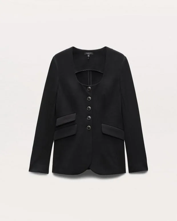Skinny rag and bone Women Roslyn Ponte ScoopNeck Blazer Black