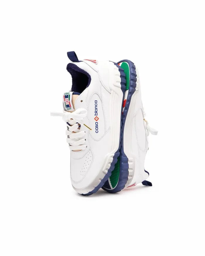 Sneakers Men Casablanca Paris Court White and Navy Sneaker