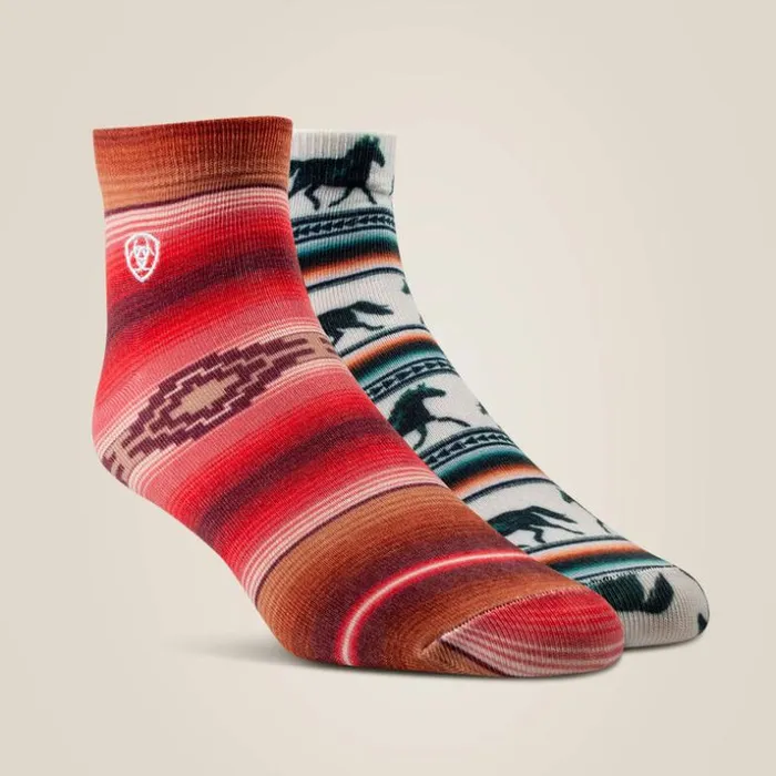 Socks Women Ariat Serape Horseprint Qtr Crew 2 Pair Multi Color Pack Blackcreamserape Socks Women Ariat Serape Horseprint Qtr Crew 2 Pair Multi Color Pack Blackcreamserape