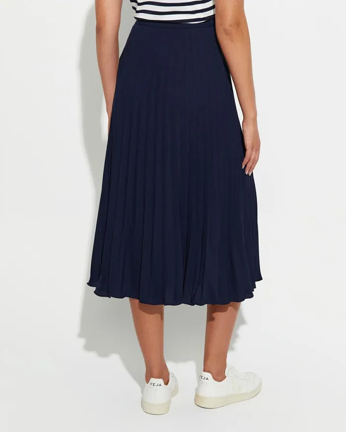 Sportscraft Andrea Pleat Midi Skirt Navy Women Skirts