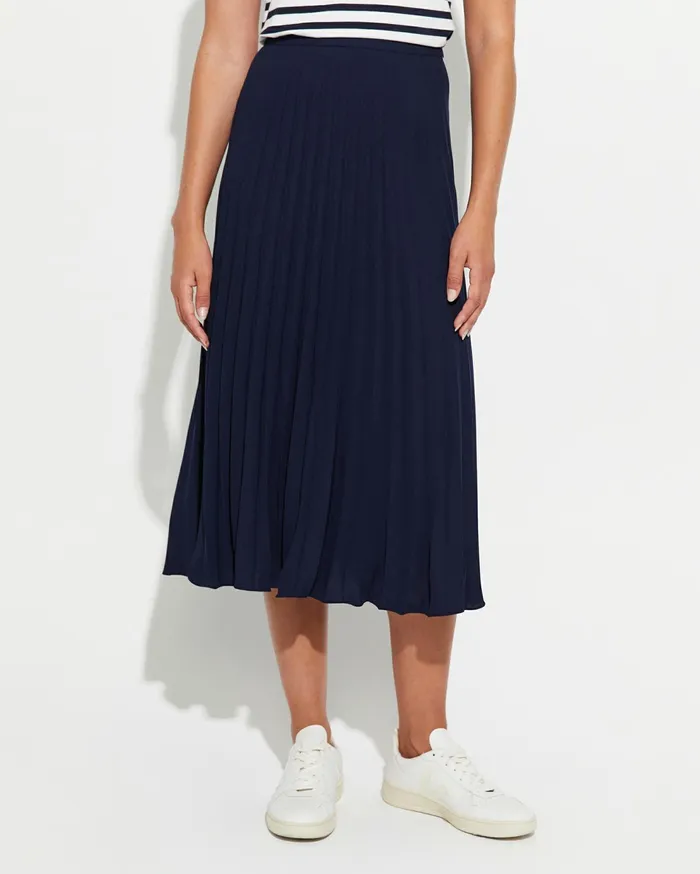 Sportscraft Andrea Pleat Midi Skirt Navy Women Skirts