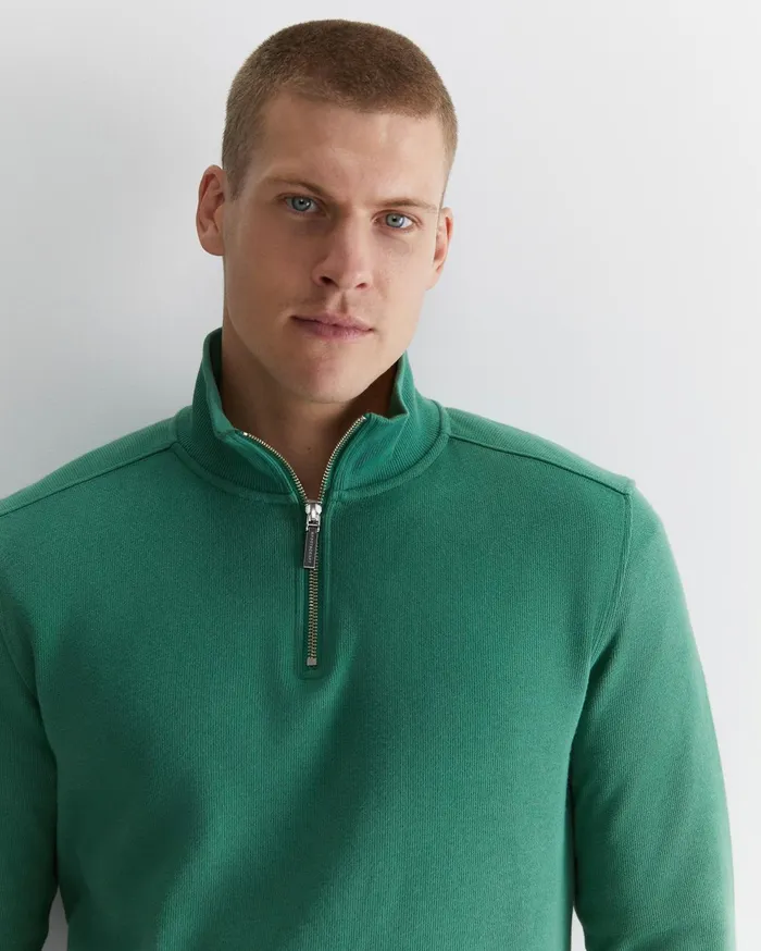 Sportscraft Branson Quarter Zip Dark Sage Men Knitwear