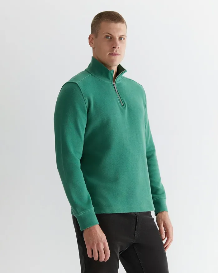Sportscraft Branson Quarter Zip Dark Sage Men Knitwear