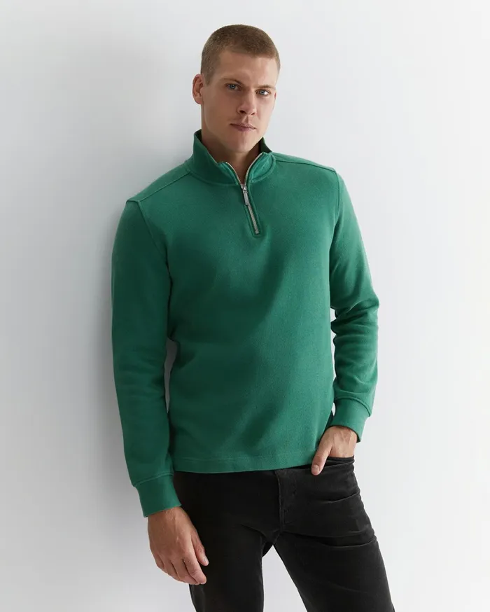 Sportscraft Branson Quarter Zip Dark Sage Men Knitwear